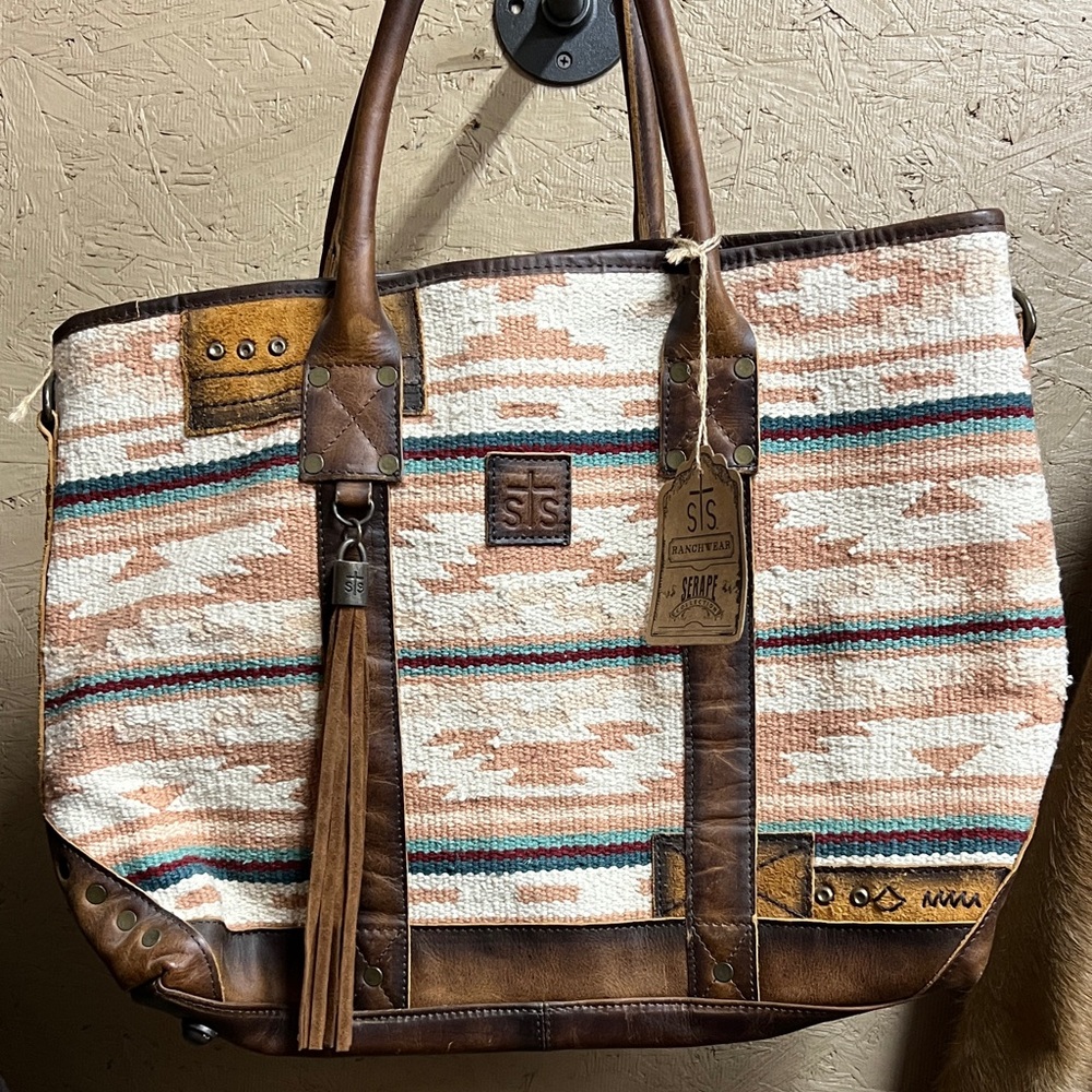 STS Ranchwear Woven Tote with Leather Trim